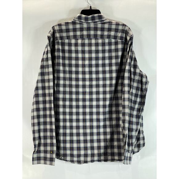 GOODFELLOW & CO Men's Cream/Blue Plaid Slim-Fit Button-Up Long Sleeve Shirt SZXL - Picture 2 of 11